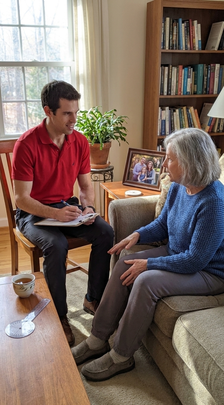 Patient working with a provider during a hands-on manual therapy session at a performance physical therapy clinic in Forest, VA