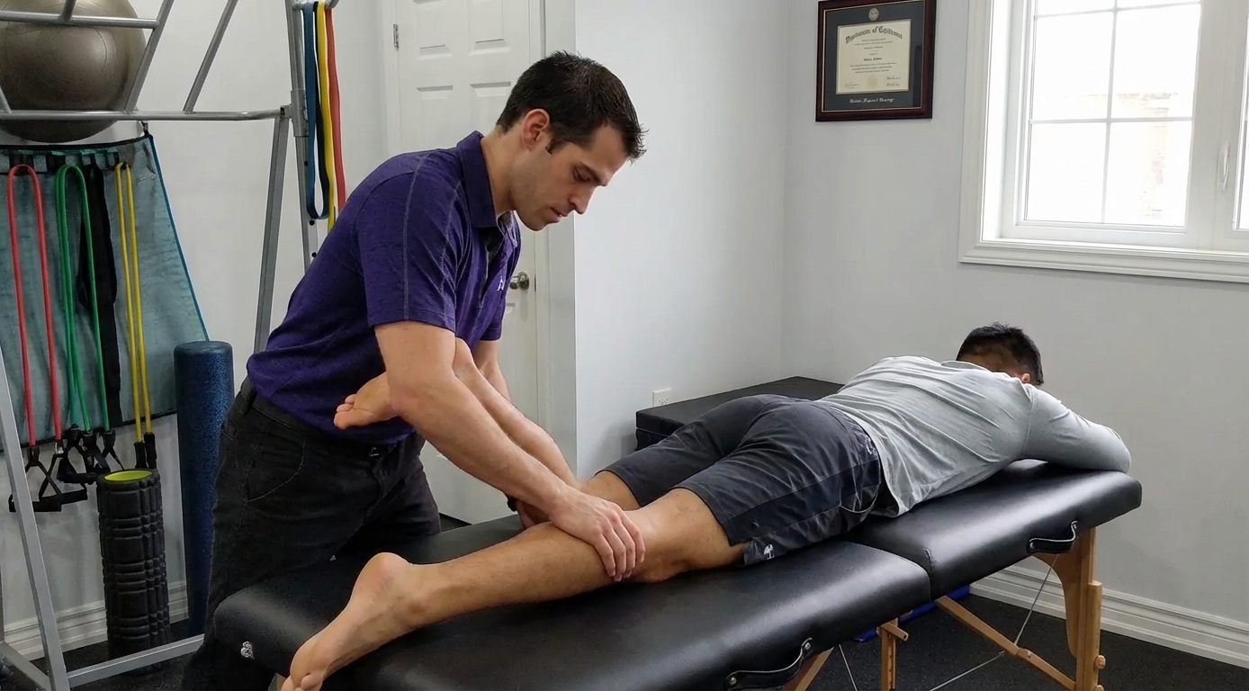 Patient working with a provider at a performance physical therapy clinic in Forest